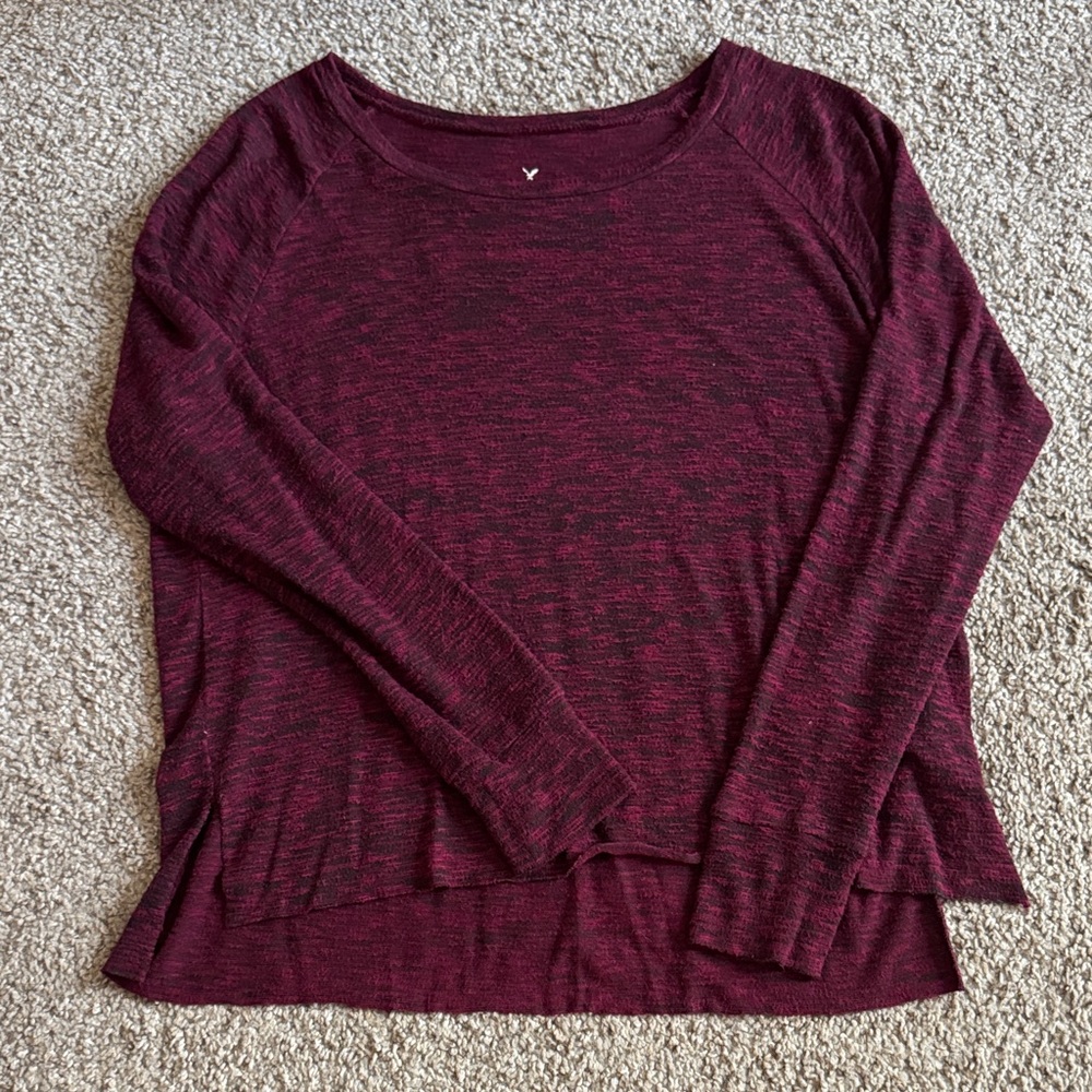 American Eagle Outfitters Maroon Long Sleeve Tee
